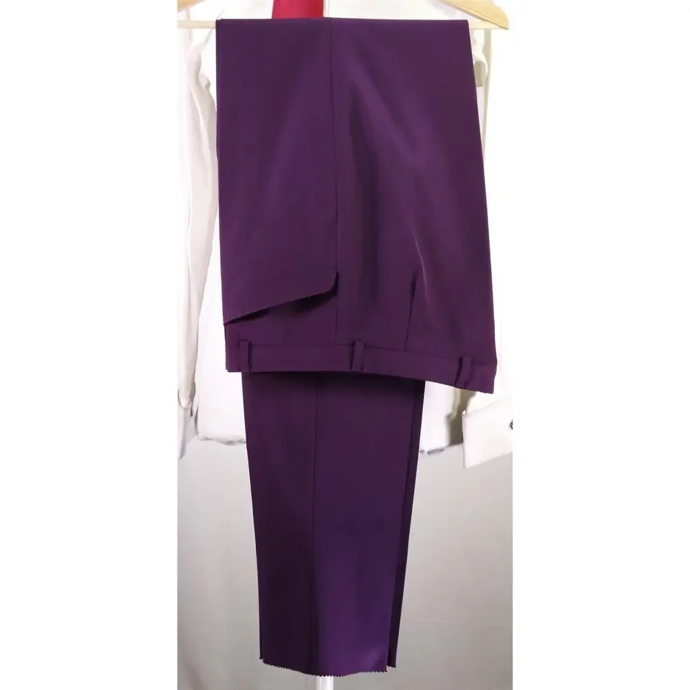 Ozwald Boateng Bespoke Couture Solid Purple 2-Btn Techno Suit 36R